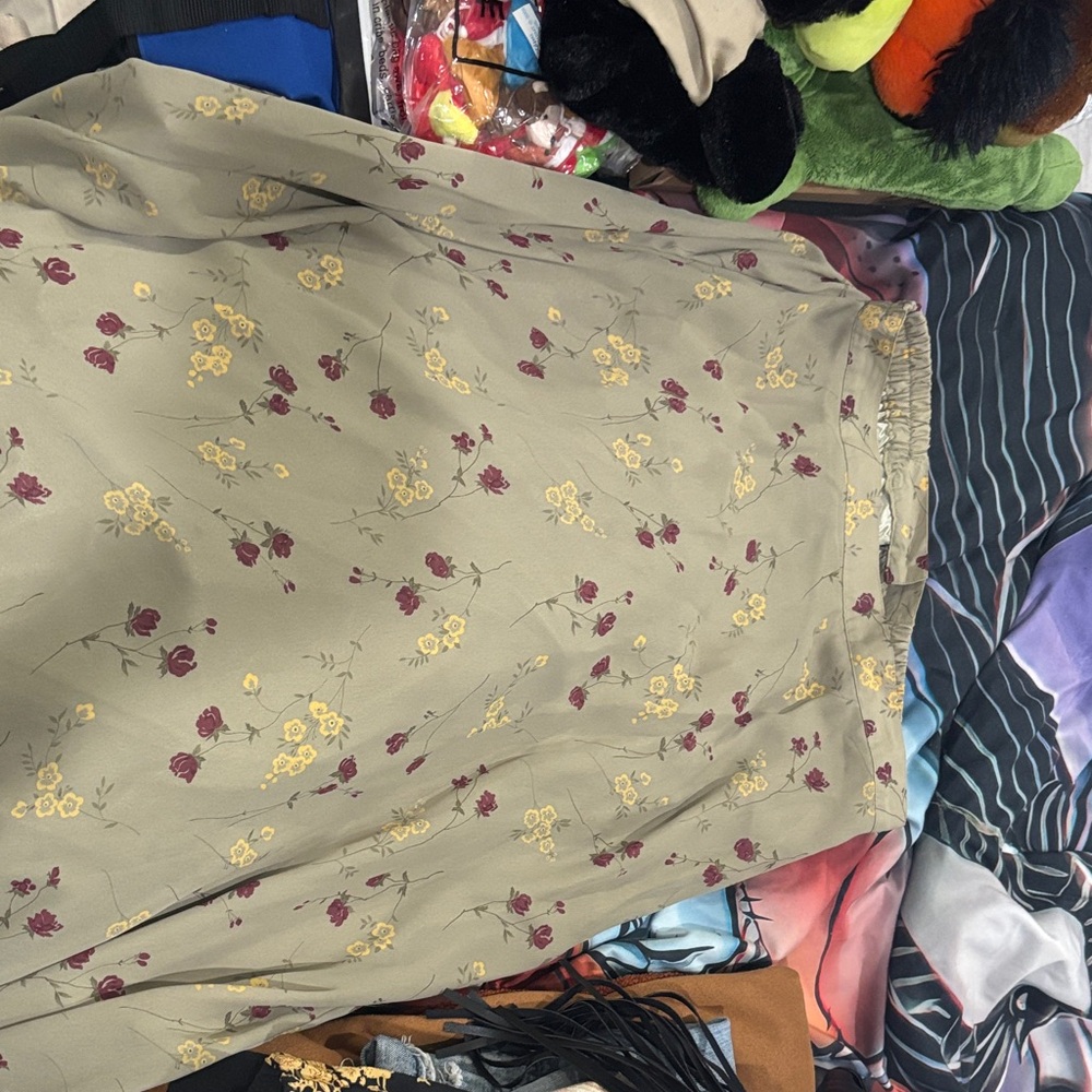 Sag Harbor A-Line Skirt with Yellow and Red Floral Design